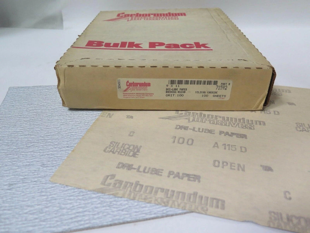 Carborundum Abrasives 9 x 11" Dri Lube S/C Paper 71592 Grit 100 Qty 200 New
