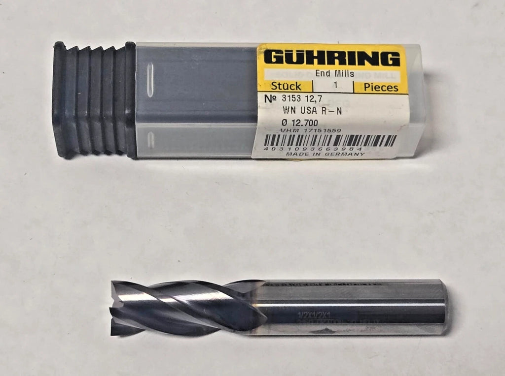 GUHRING GERMANY 1/2" Solid Carbide End Mill 1/2 x 1/2 x 1 Firex Coated 4 Flute