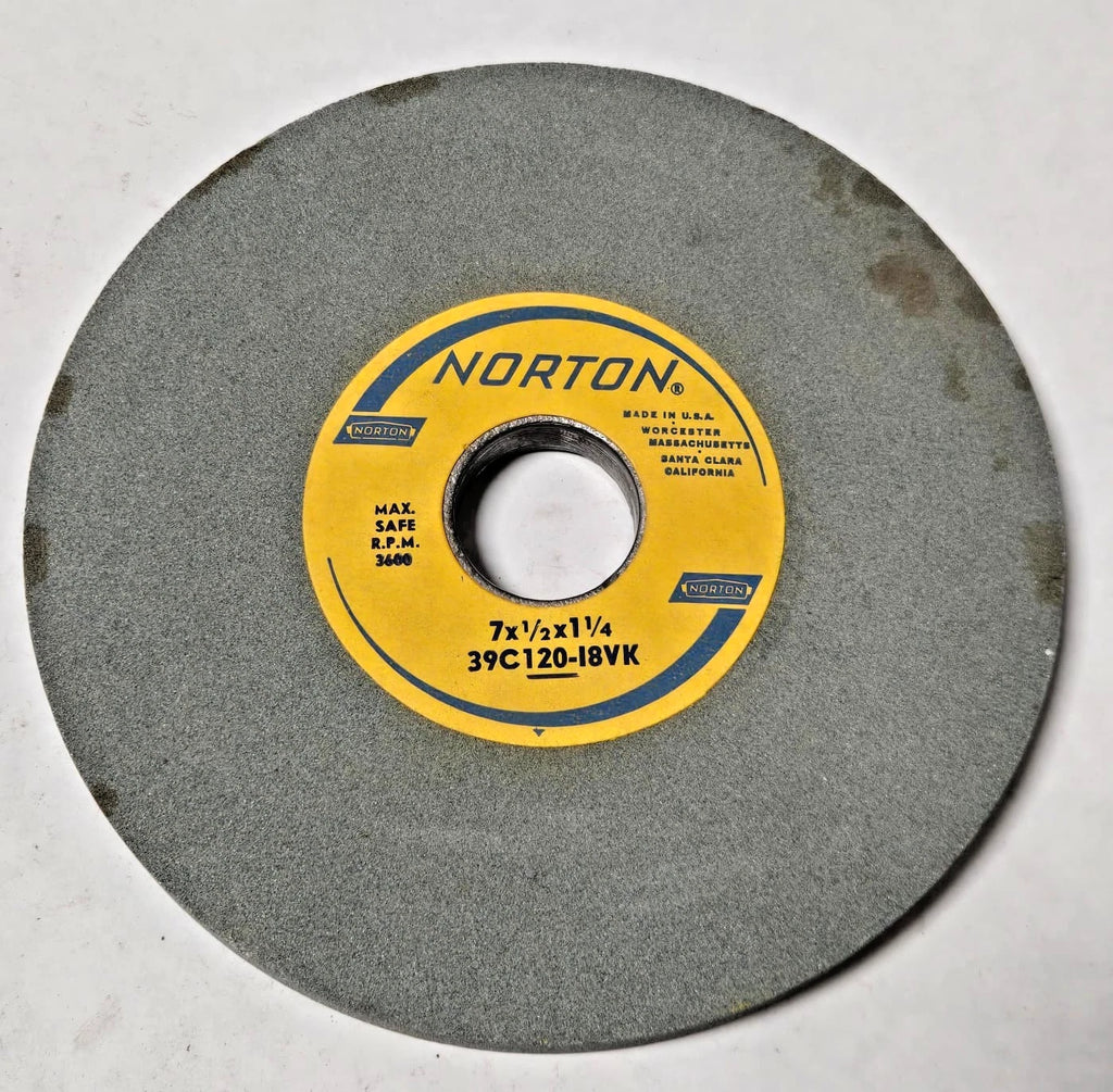 NORTON Abrasive Grinding Wheel 7 x 1/2 x 1-1/4 39C120-I8VK USA 3600 RPM
