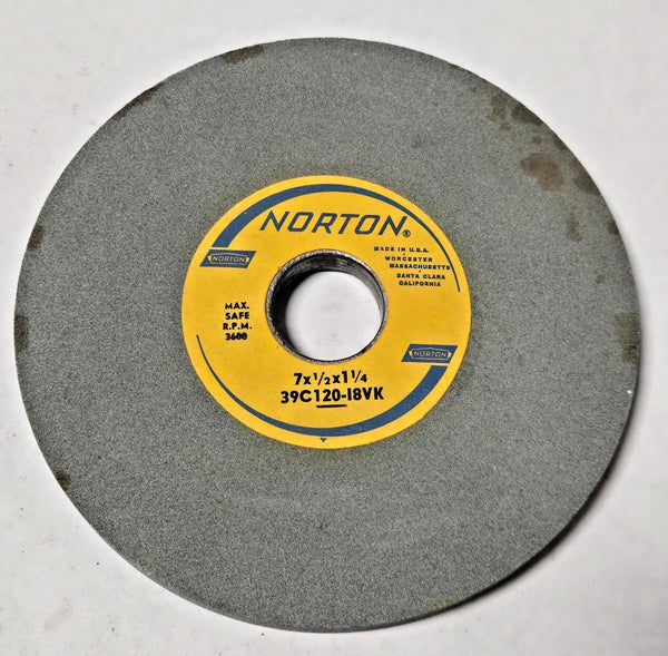 NORTON Abrasive Grinding Wheel 7 x 1/2 x 1-1/4 39C120-I8VK USA 3600 RPM