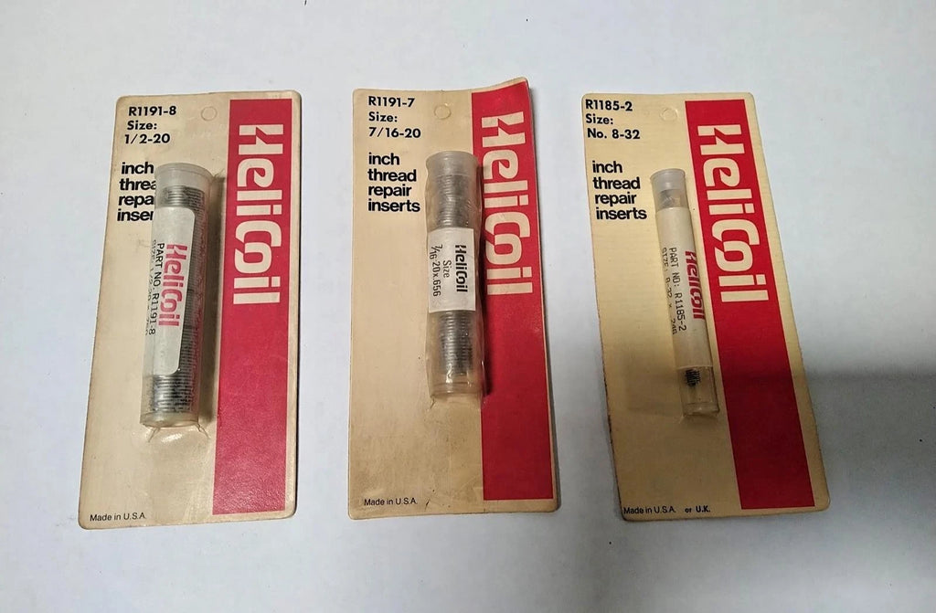 Lot of 3 Helicoil Inch Thread Repair Inserts 1/2-20 7/16-20 8-32 Made in USA