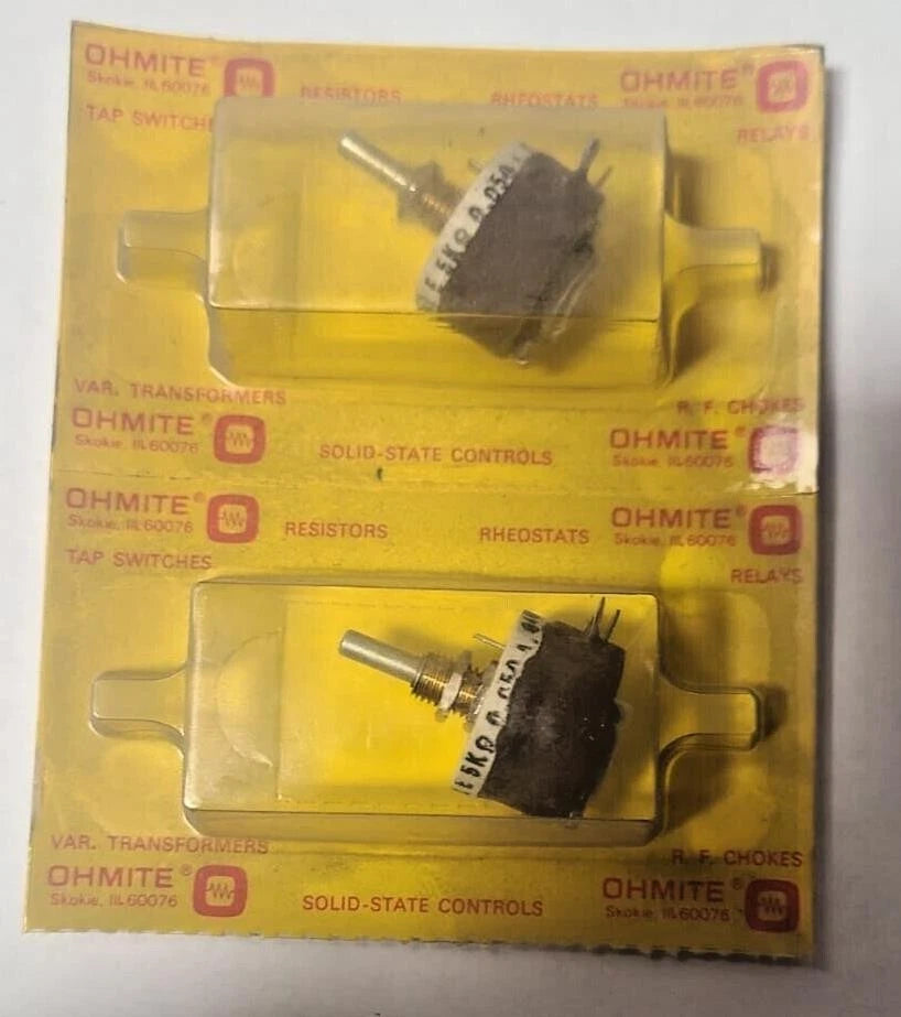 Lot of 2 OHMITE 12.5 Watts Model E 0123 Rheostat 5000 Ohms Made in USA