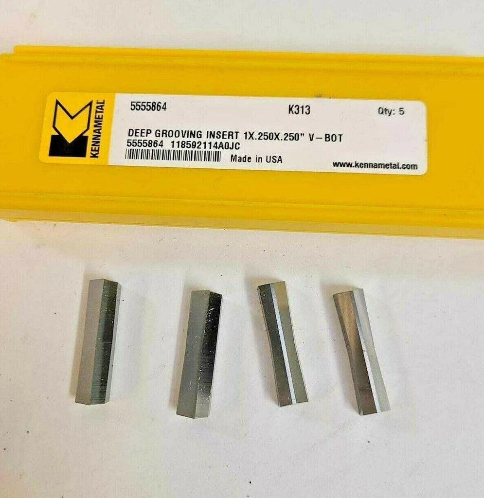 4 Pcs KENNAMETAL 5555864 K313 Carbide Inserts Deep Grooving 1X.250X.250" V-BOT