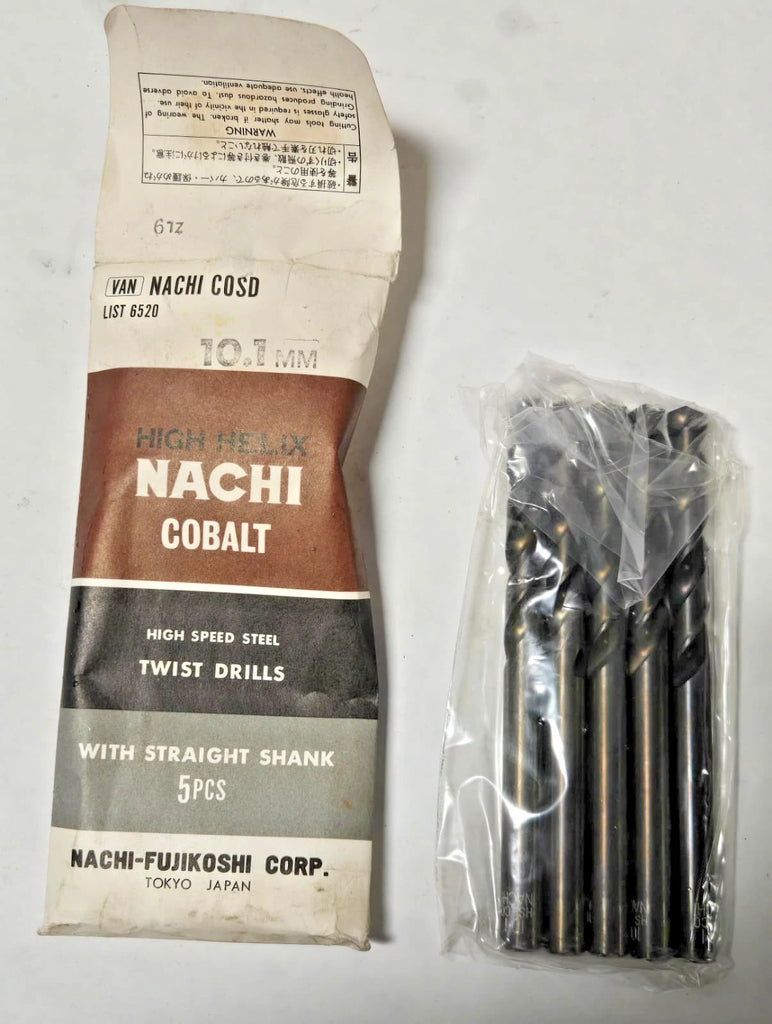 10.1mm High Helix Nachi Cobalt HSS Straight Shank Twist Drills 5 pcs