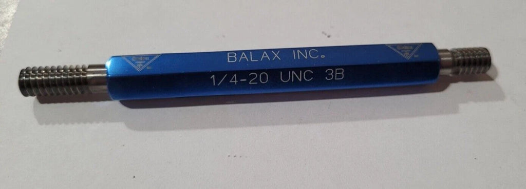 1/4-20 UNC 3B BALAX INC. GO & NO GO Thread Plug Gage GO P.D. .2175 & NOGO .2211
