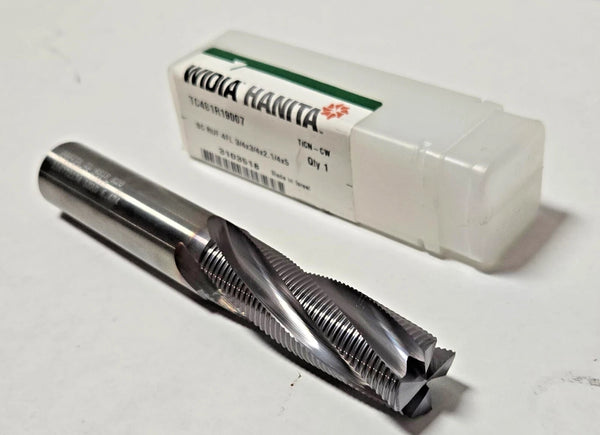 WIDIA HANITA CARBIDE 3/4" END MILL ROUGHING 4 FLUTE TC4S1R19007 Corner Chamfer