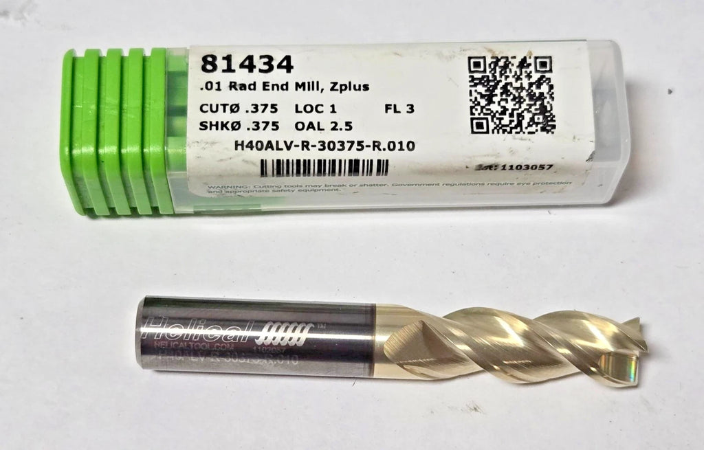 Helical 81434 Solid Carbide End Mill 3/8" x 3/8" x 1" x 2-1/2" 3 flute
