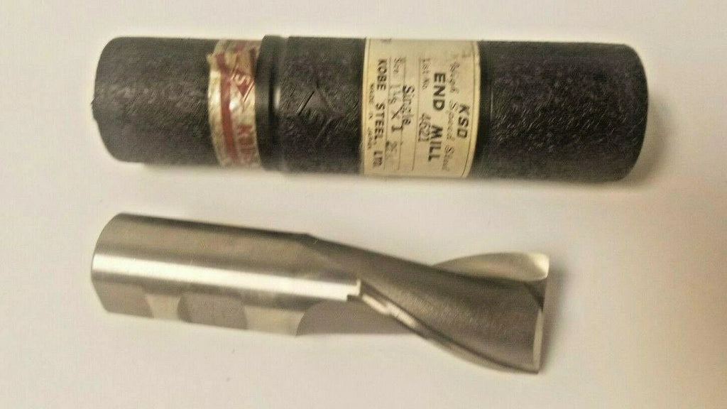 HSS End Mill 2 Flute 1-1/8 DIA KSD Brand New 1" Shank