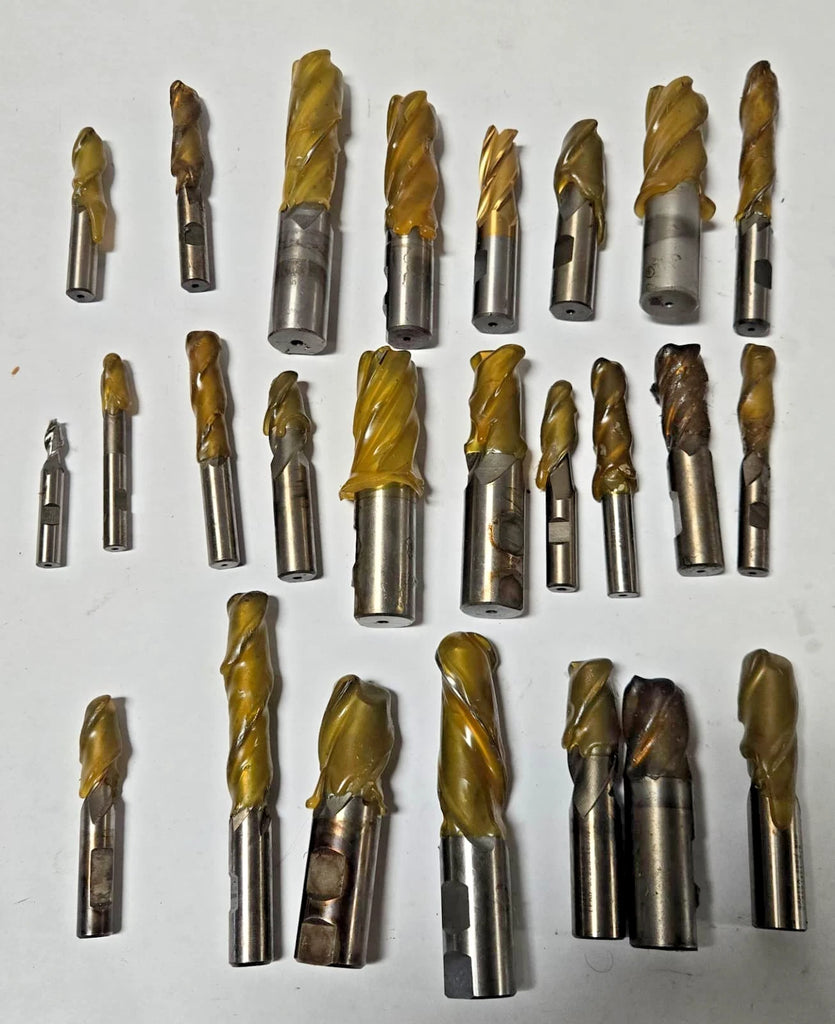 Large Lot of HSS Resharpen End Mill Bridgeport Hanita OSG Cobalt 25 Pcs 10 LBS