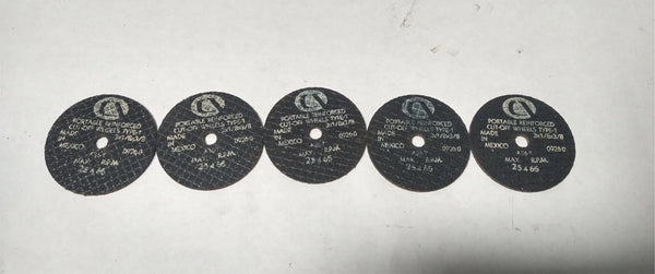 3x1/8x3/8 Carborundum Abrasive Cut Off Wheel A36-T 09260 Lot of 5
