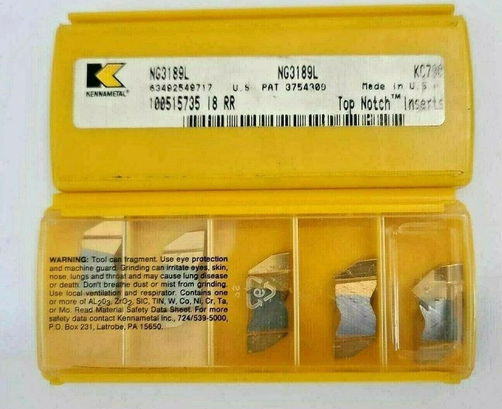 Kennametal 5 Pcs Top Notch Carbide Grooving Inserts NG 3189L KC 730 USA New Tool