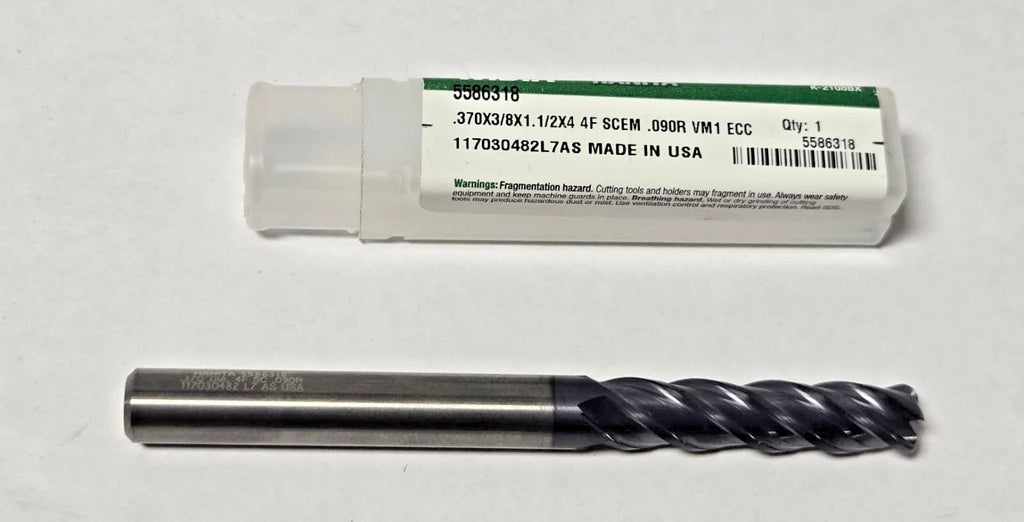 WIDIA HANITA .370 X 3/8 X 1.1/2 X 4 END MILL .090R 4 Flute 5586318 NEW