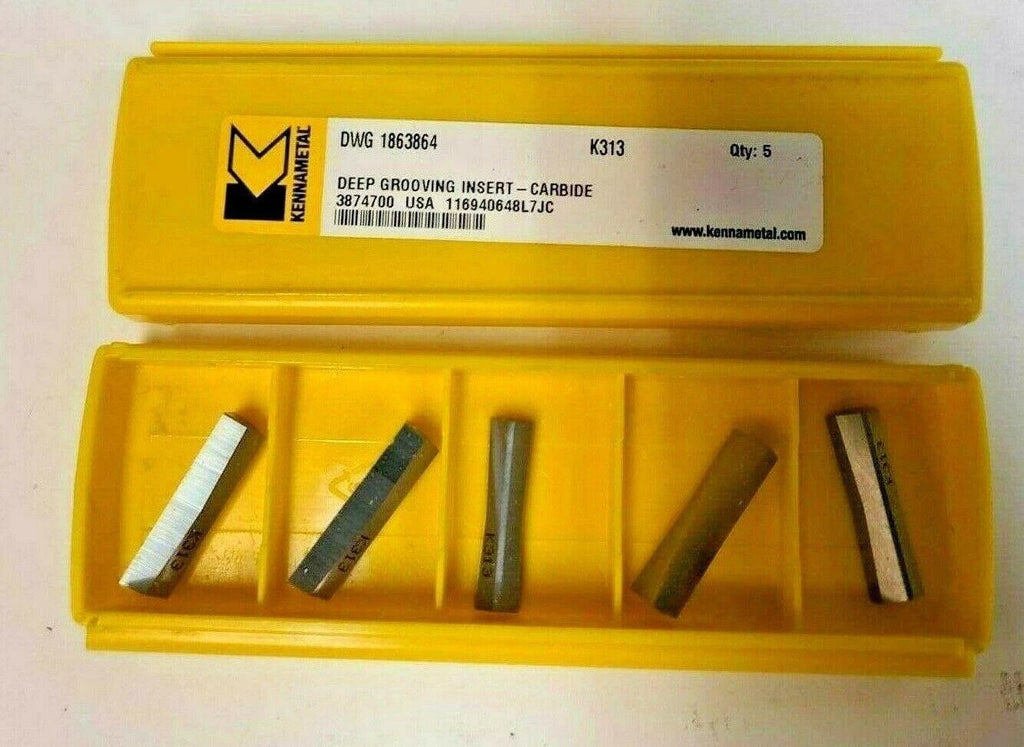 KENNAMETAL DWG 1863864 K313 Lathe Carbide Inserts 5 Pcs Deep Grooving 3874700