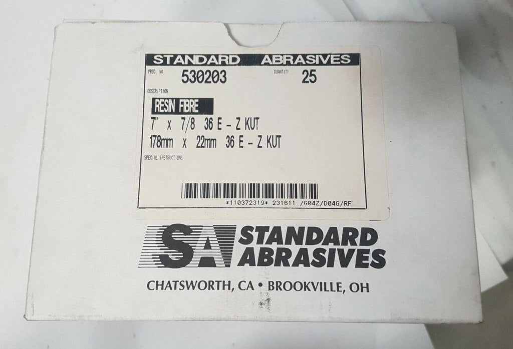 25 Pcs Standard Abrasives 7" Resin Fibre Quick Change Disc Scotch Hole 530203