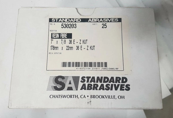 25 Pcs Standard Abrasives 7" Resin Fibre Quick Change Disc Scotch Hole 530203
