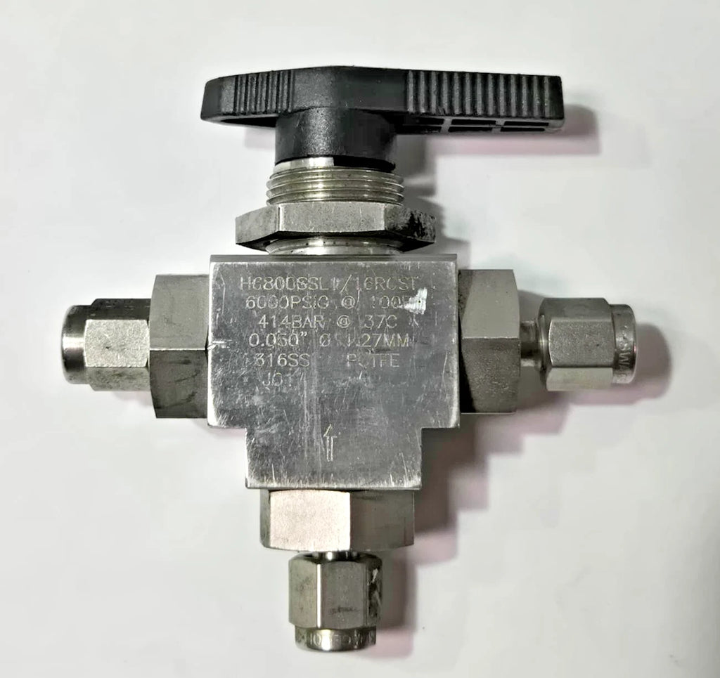 Ham-let H6800SSL1/16RCST Ball Valve 6000PSIG., 414BAR, Stainless Steel, PCTFE