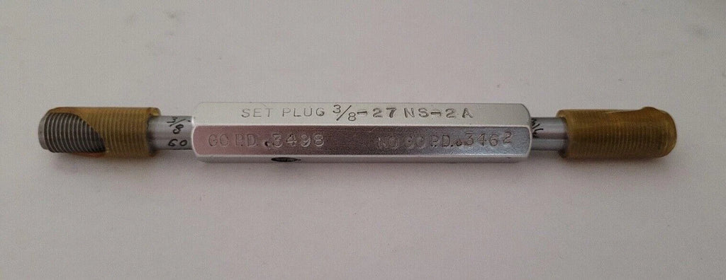 3/8-27 NS-2A GO & NO GO Thread Plug Gage GO P.D. .3498 & NOGO PD .3462