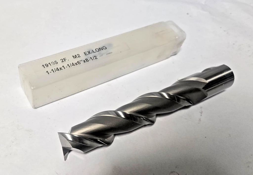 YG 19195, 1-1/4"x 1-1/4"x 6"x 8-1/2" Machinist Tool HSS End Mill 2 Flutes YG1