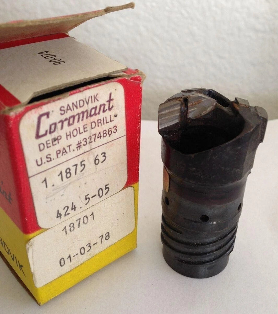 SANDVIK Coromant Carbide Ejector Deep Hole Drill 1.1875 Diameter 424.5-05 New
