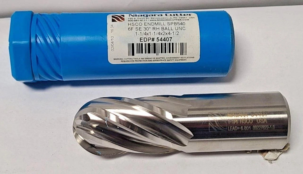 6 Flutes Niagara Cutter 1-1/4 Shank Ball End Mill HSCO Cobalt 54407 SPB540