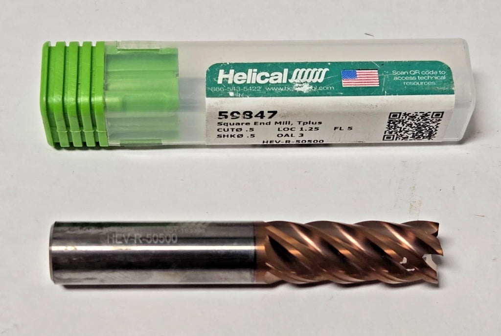 Helical 59847 Solid Carbide End Mill 5 flute square HEV-R-50500 1/2" DIA 1-1/4"