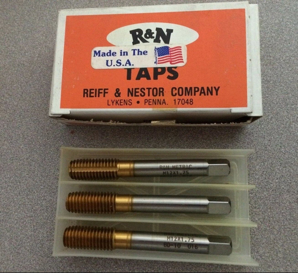 Reiff Nestor R&N Thread HSS D-10 Standard Hand Tap M12 x 1.75 3 Pcs Bott New