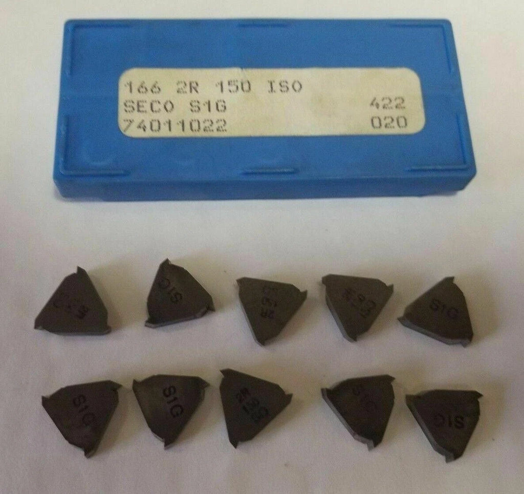 Seco 166 2R 150 ISO S1G 422 020 Threading Lathe Carbide Inserts 10 Pcs Tools New