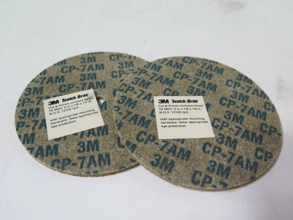 3M 4 x 1/8 x 1/4" Cut & Polish Unitized Wheel 14044 7A Med 12100 RPM Qty 2 New