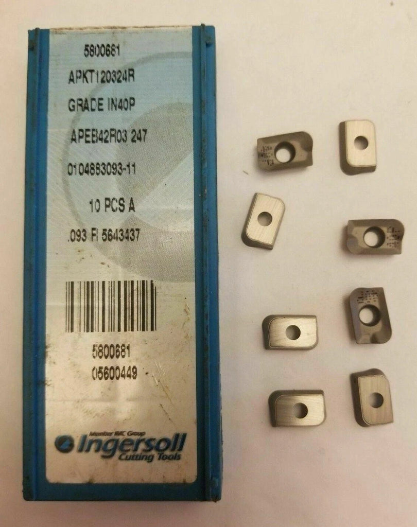8 Pcs Ingersoll Cutting Tools APKT120324R IN40P 5800681 Mill Carbide Inserts