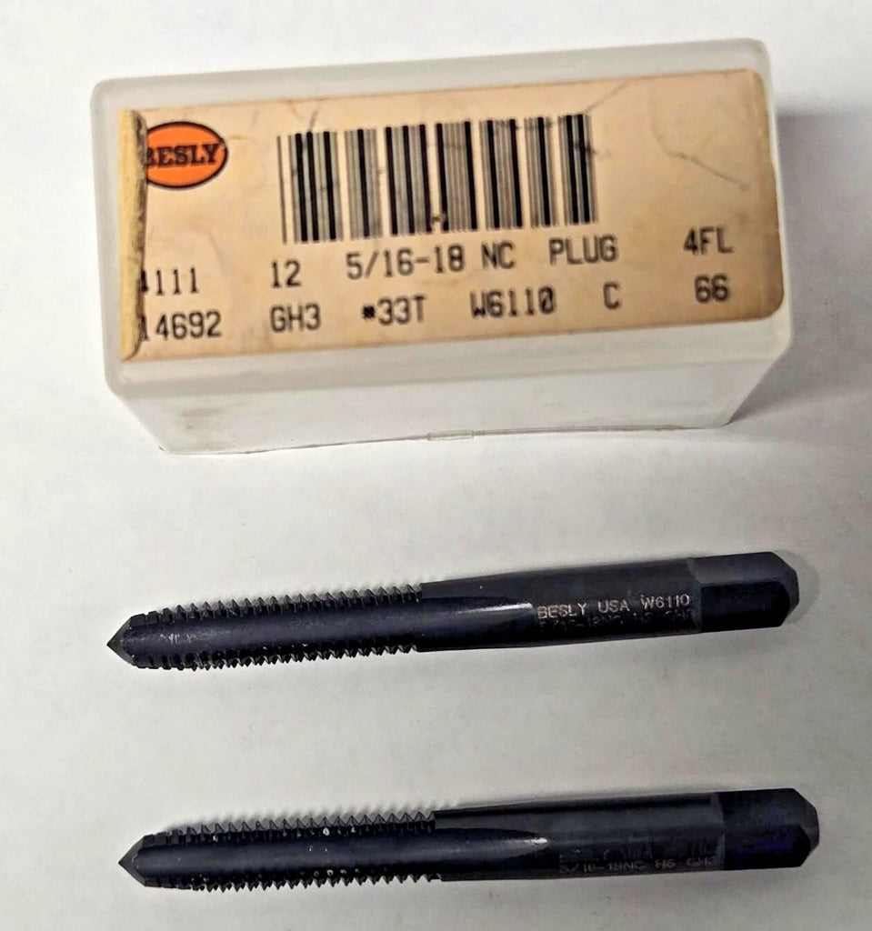 Lot of 2 Besly Tap 5/16 - 18 NC GH3 Plug 4 FL 33T Brand New USA Made
