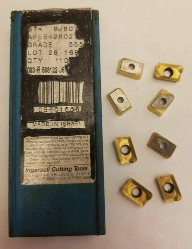 8 Pcs Ingersoll Cutting Tools STK 9JB07 APEB42R02 555 Mill Carbide Inserts