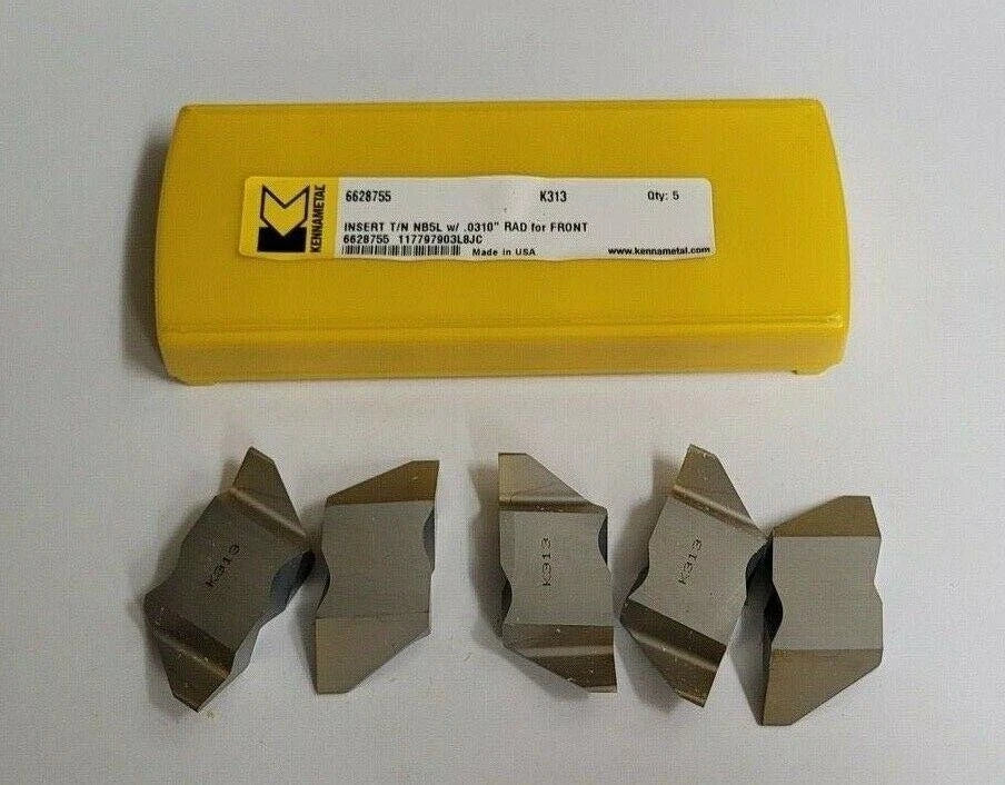 KENNAMETAL 6628755 K313 NB5L w/ .0310" RAD for FRONT Carbide Inserts 5 Pcs