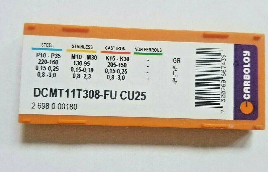 10 Pcs CARBOLOY DCMT 11T308-FU CU25 Carbide Inserts Lathe Tools New