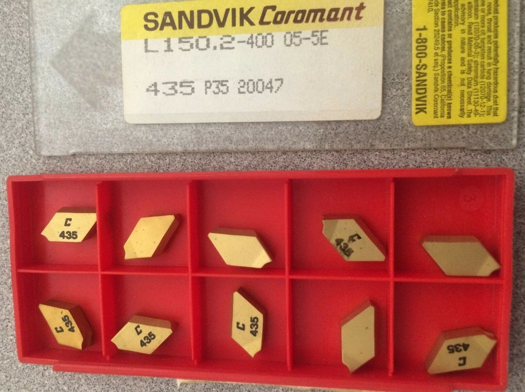 SANDVIK Coromant L150.2 400 05-5E 435 P35 Grooving Lathe Carbide 10 Inserts Gold