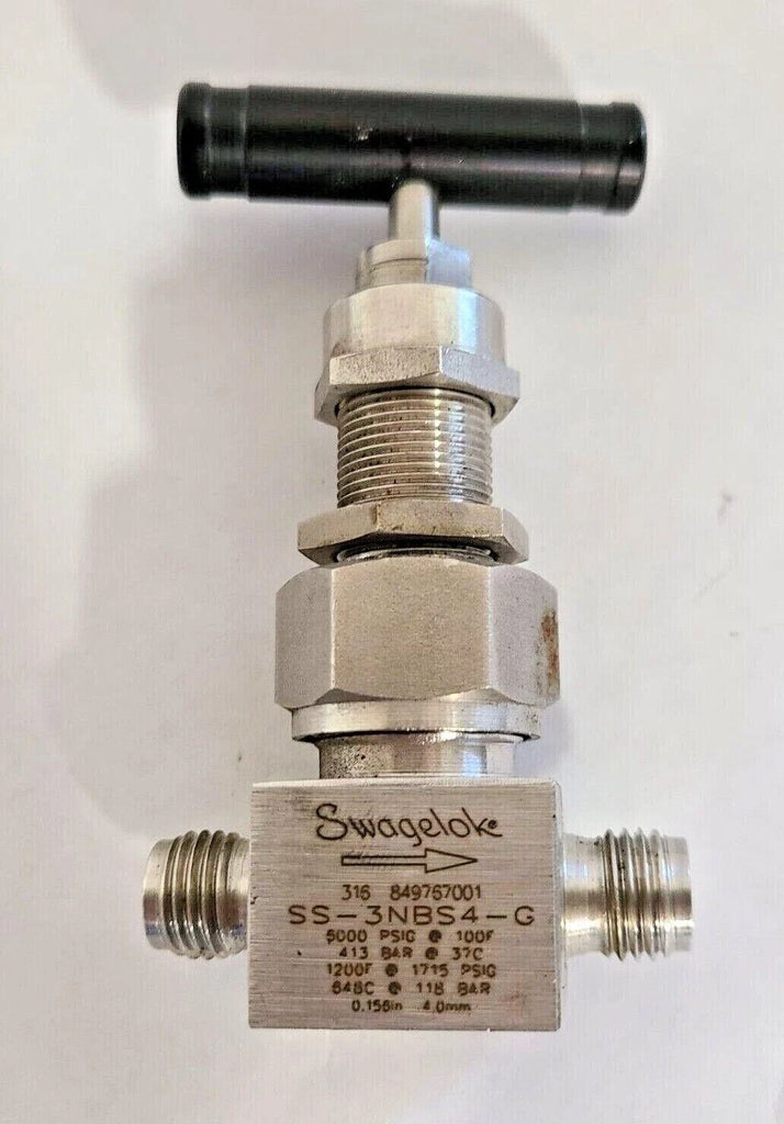 Swagelok SS-3NBS4-G Needle Valve 5000 PSIG Stainless Steel 100 F