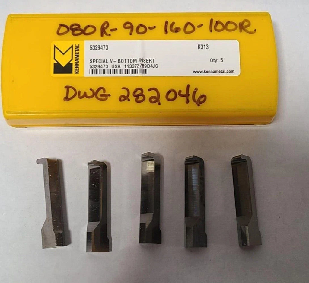 5 Pcs Kennametal DWG 282046 080R-90-160-100R K313 Grooving Carbide Inserts Lathe