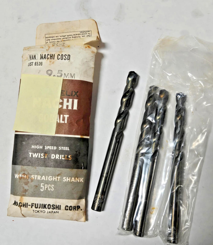 9.5mm High Helix Nachi Cobalt HSS Straight Shank Twist Drills 4 pcs