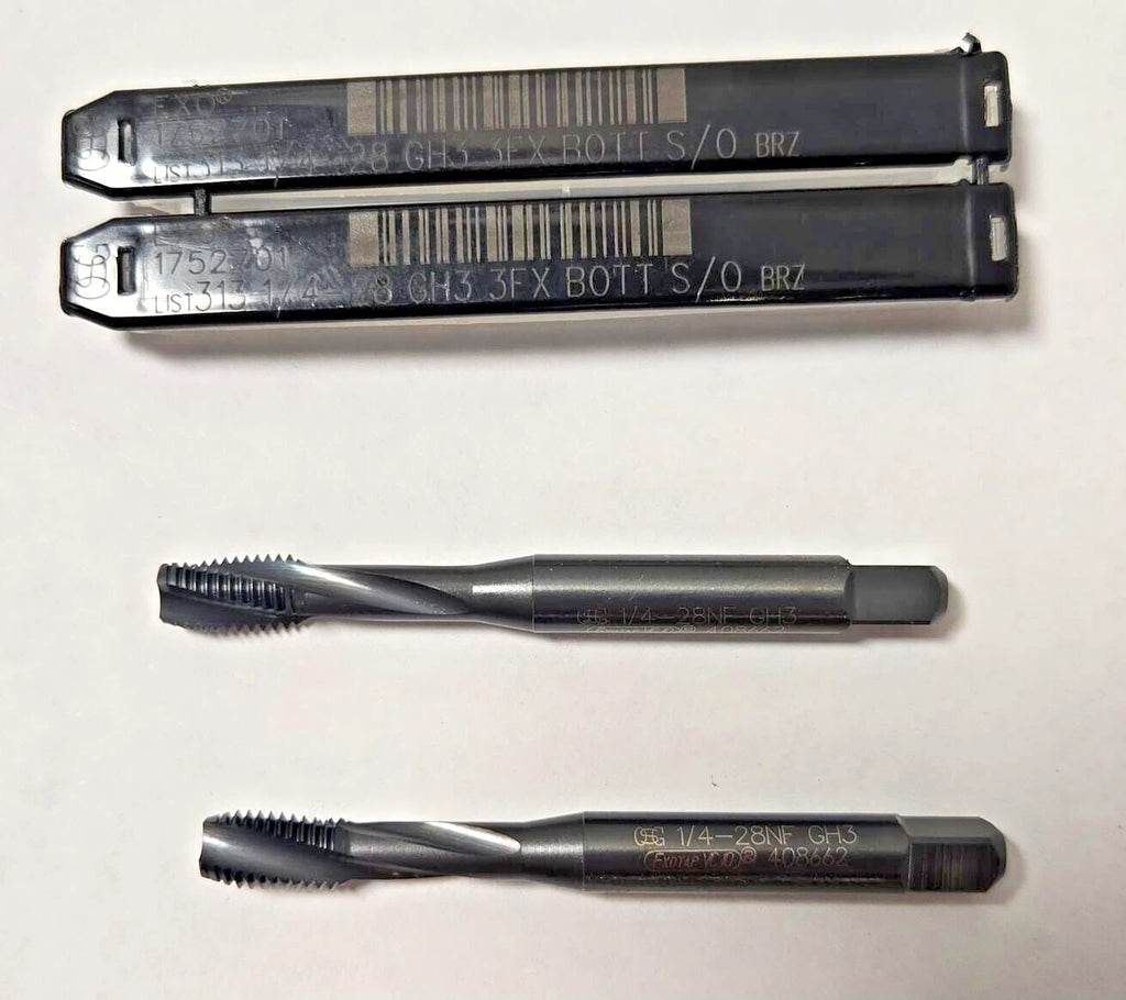 Lot of 2 OSG 1/4-28 GH3 3FX BOTT TAPS XO 1752701 S/O BRAND NEW Free Shipping