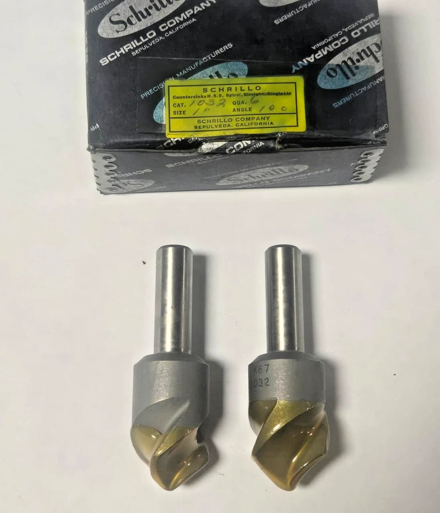 Schrillo 1" High Speed Steel Countersink 100 Degree #1032 1/2 USA Lot of 2