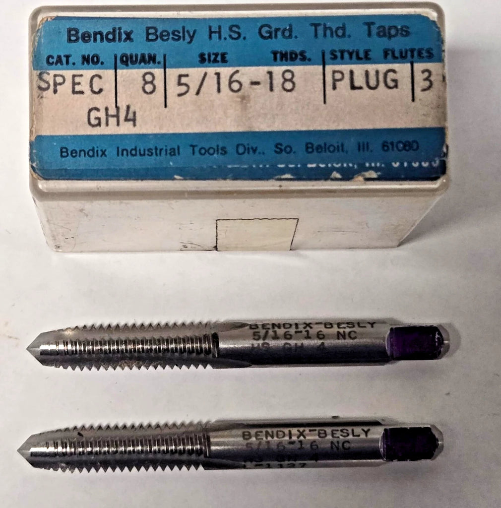 Lot of 2 Besly Tap 5/16 - 18 GH4 Plug 3 FL Brand New USA Made