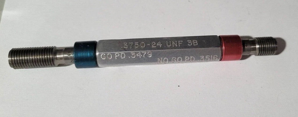 .375 / 3/8-24 UNF-3B Thread Plug Gage GO & NO GO P.D. .3479 & NOGO PD .3516