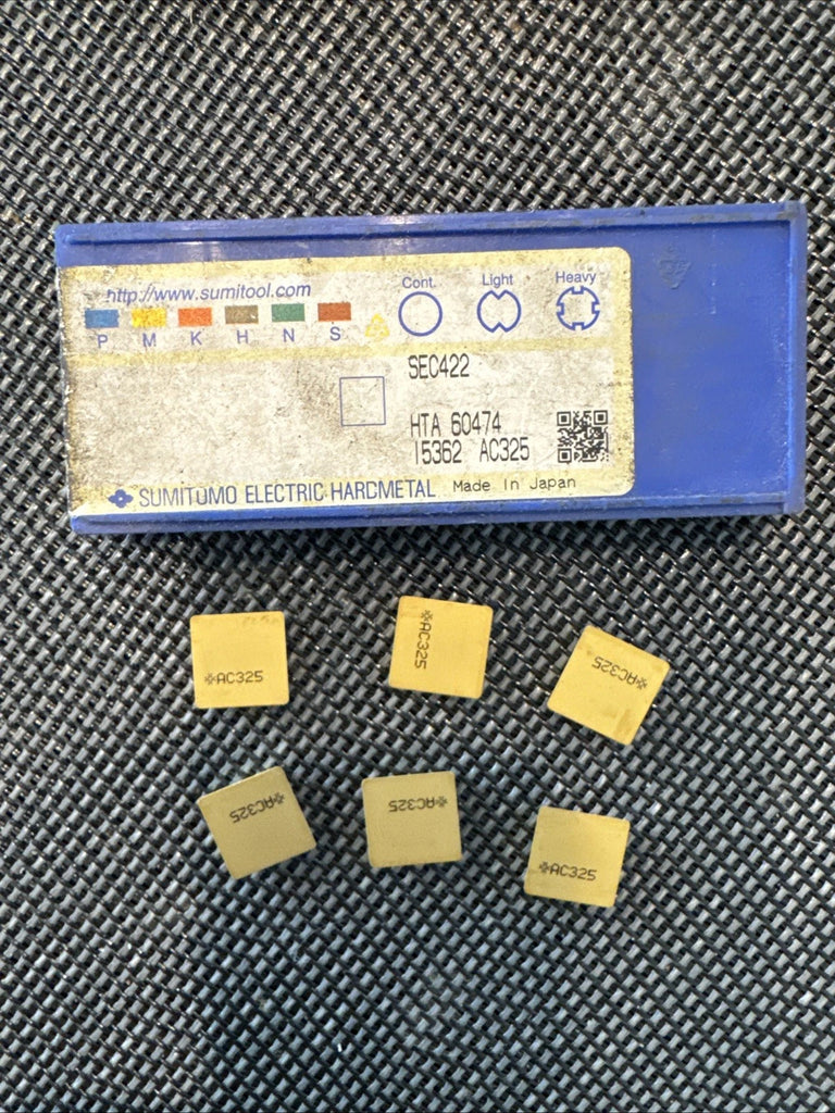 Lot of 6 Sumitomo Carbide Inserts SEC422 AC325 Lathe Mill Made in Japan
