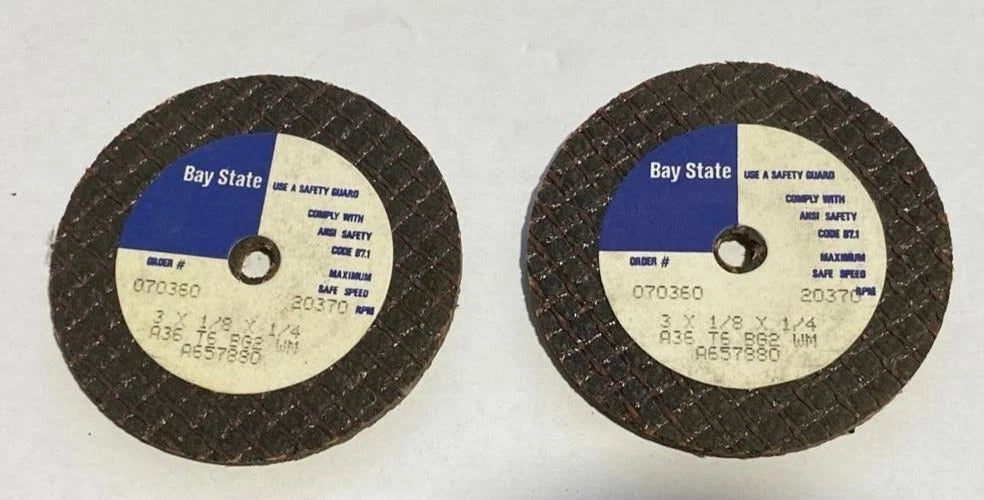 Bay State Abrasive Cut Off Wheel 3 x 1/8 x 1/4 20,370 RPM Lot of 10