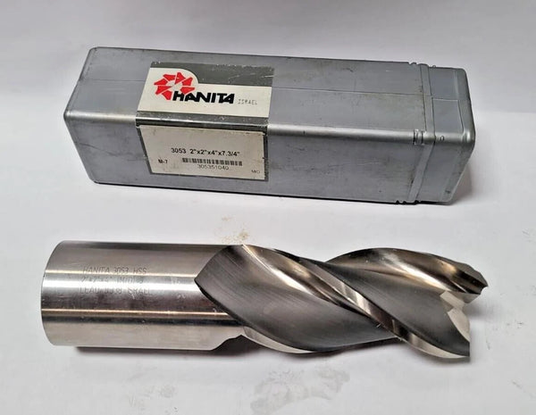 Hanita End Mill 3053 High Speed Steel HSS 3 Flutes 2 x 2 x 4 New