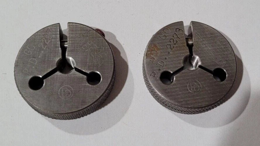 Set of 1/4-32 UNEF-3A GO & NO GO Set Thread Ring Gage P.D. .2297 and .2273 Gages