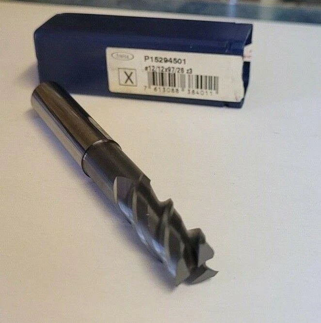 Fraisa P15294501 3 Flute 12mm 26mm LOC 97mm OAL Solid Carbide End Mill New