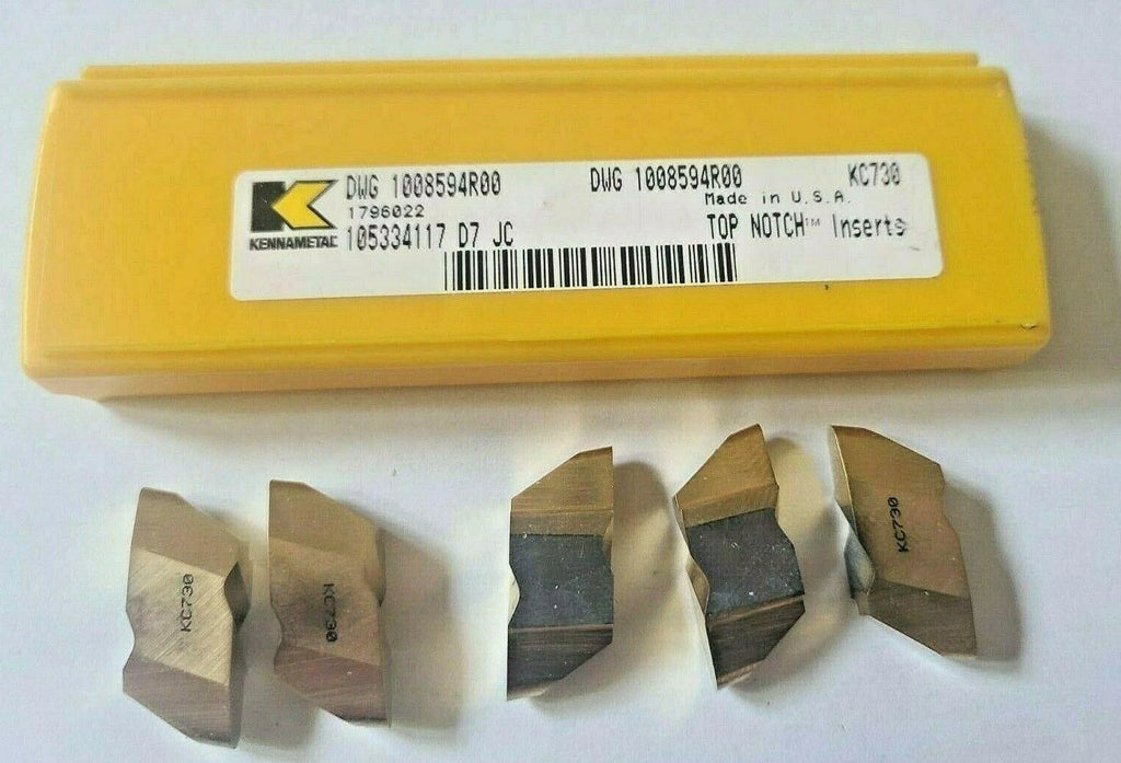 Kennametal 5 Pcs Top Notch Carbide Grooving Inserts DWG 1008594R00 KC 730 D7 JC