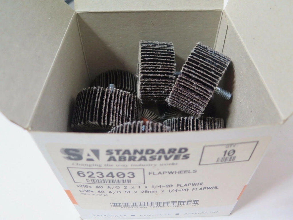 Standard Abrasives 623403 Flap Wheels 2 x 1 x 1/4 - 20 10 Pcs New 210 40 A/O New