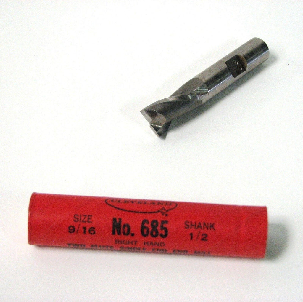 Cleveland # 685 HSS End Mill 9/16" Diameter 1/2" Shank 2 Flutes Brand New USA