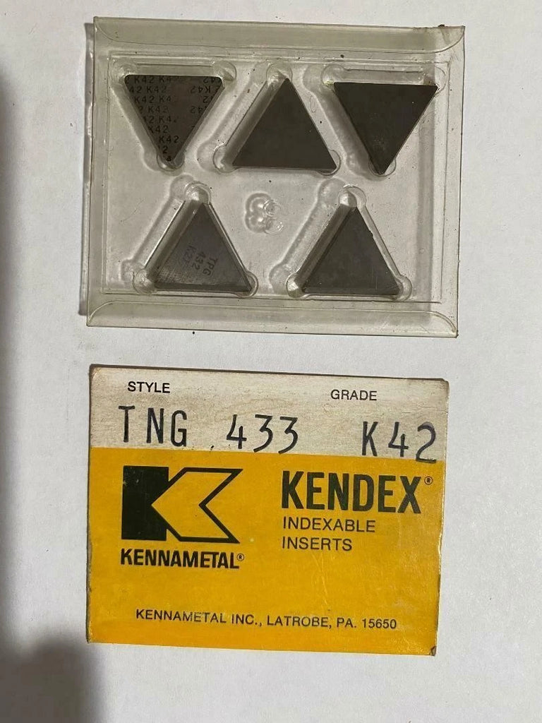 5 KENNAMETAL TNG 433 K42 Kendex Indexable Carbide Inserts Lathe Turning Mill